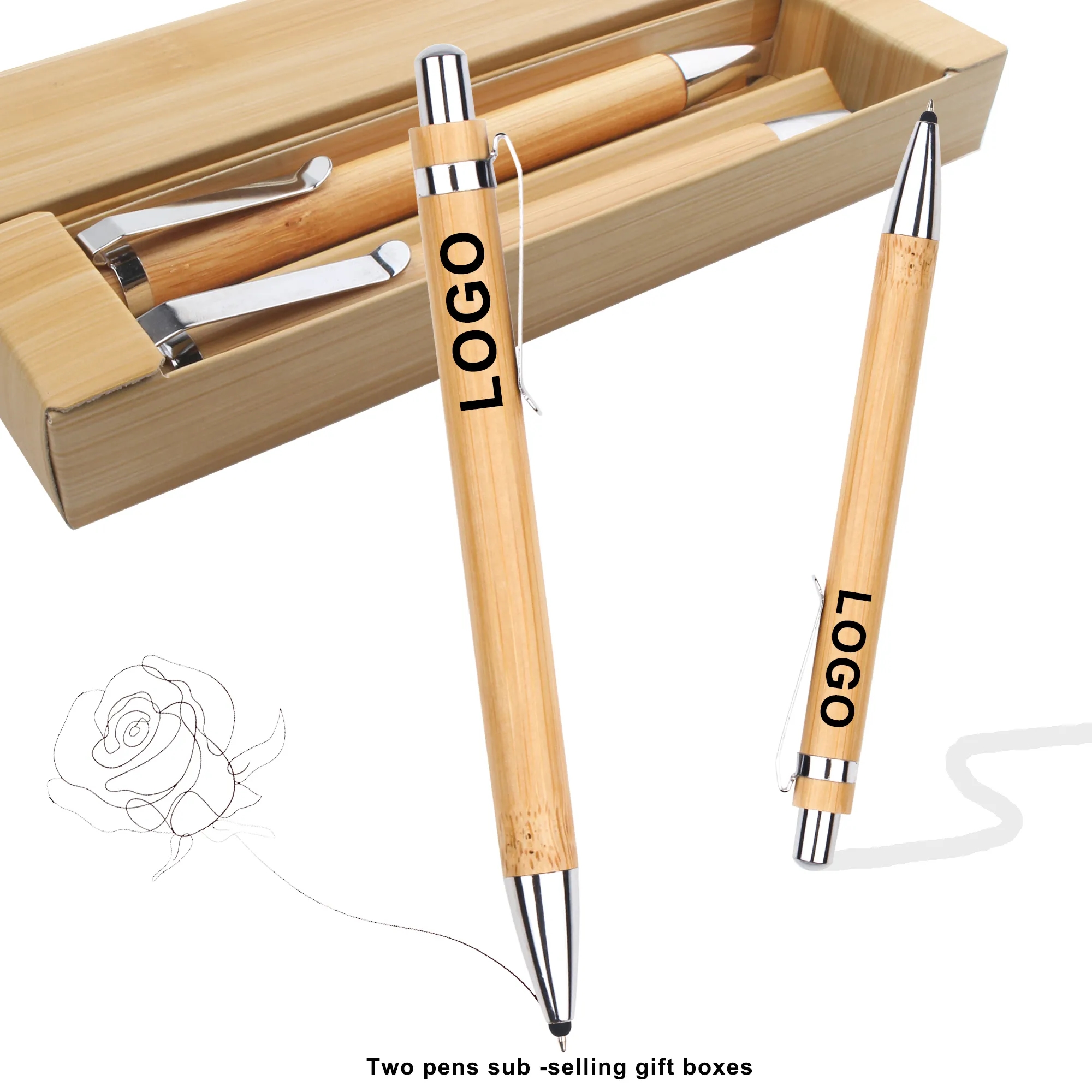 Wholesale Custom Bamboo Pens Elegant Personalized Green Office 1