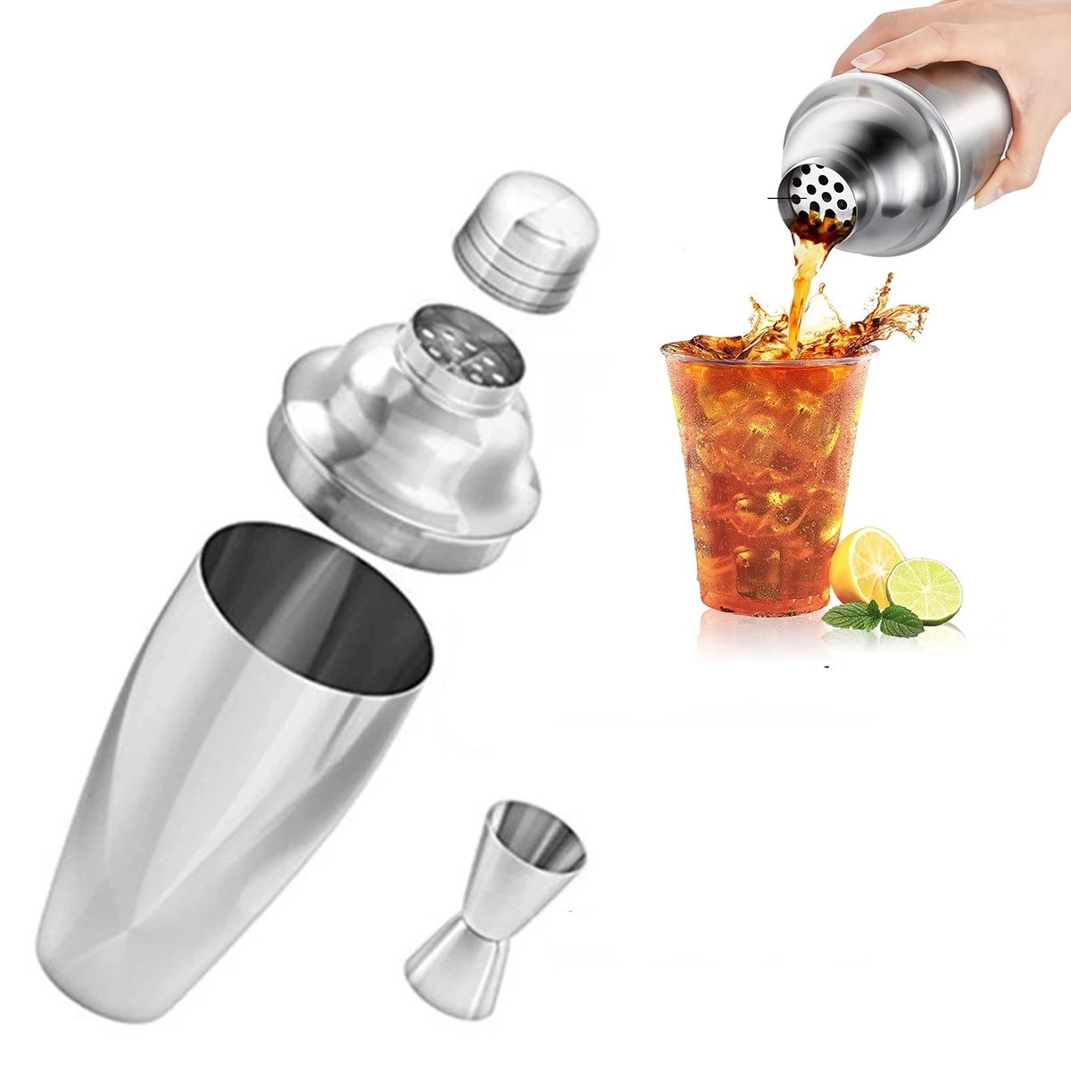 Stainless Steel Cocktail Shaker Set - 19 Oz 3