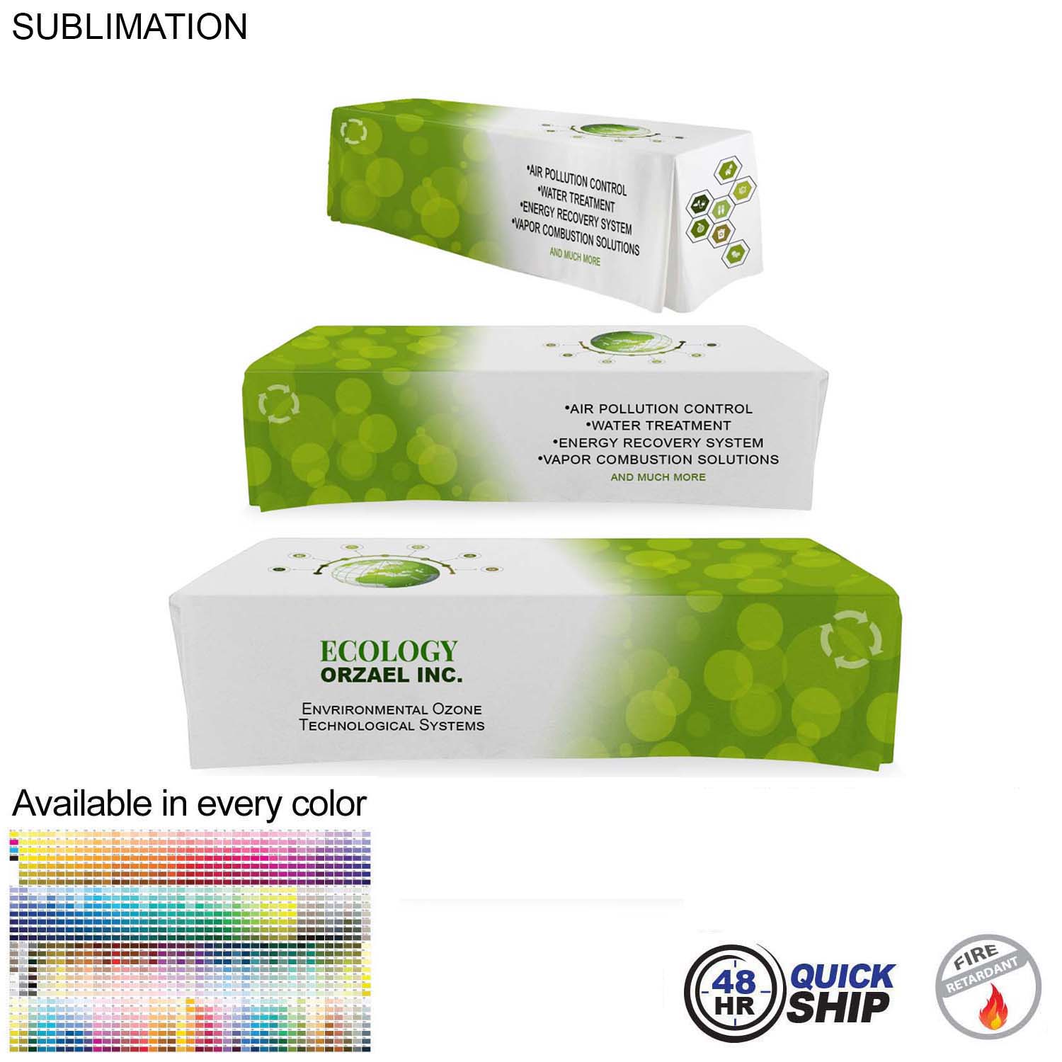 48Hr Quick Ship - Sublimated Table Cloth for 10' table, Drape style, 4 sided, Closed Back 2