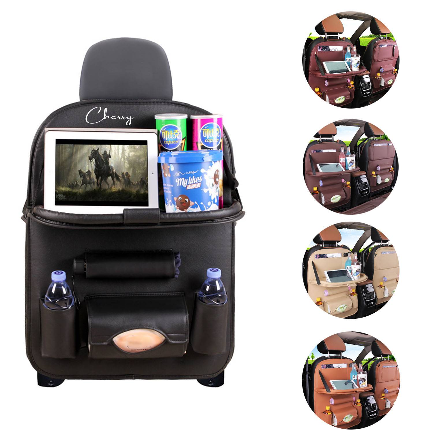 PU Leather car seat back storage bag 1