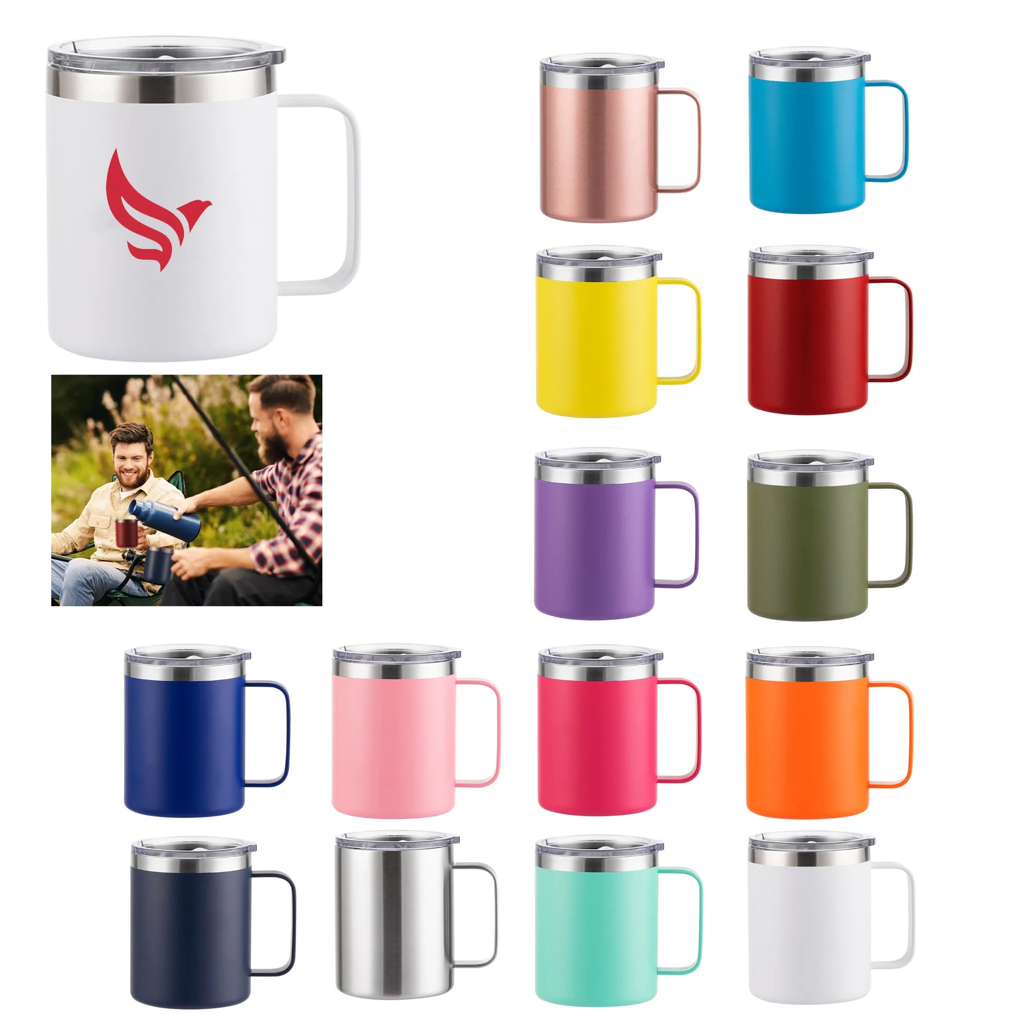 12oz Stainless Steel Insulated Coffee Mug with Handle 16