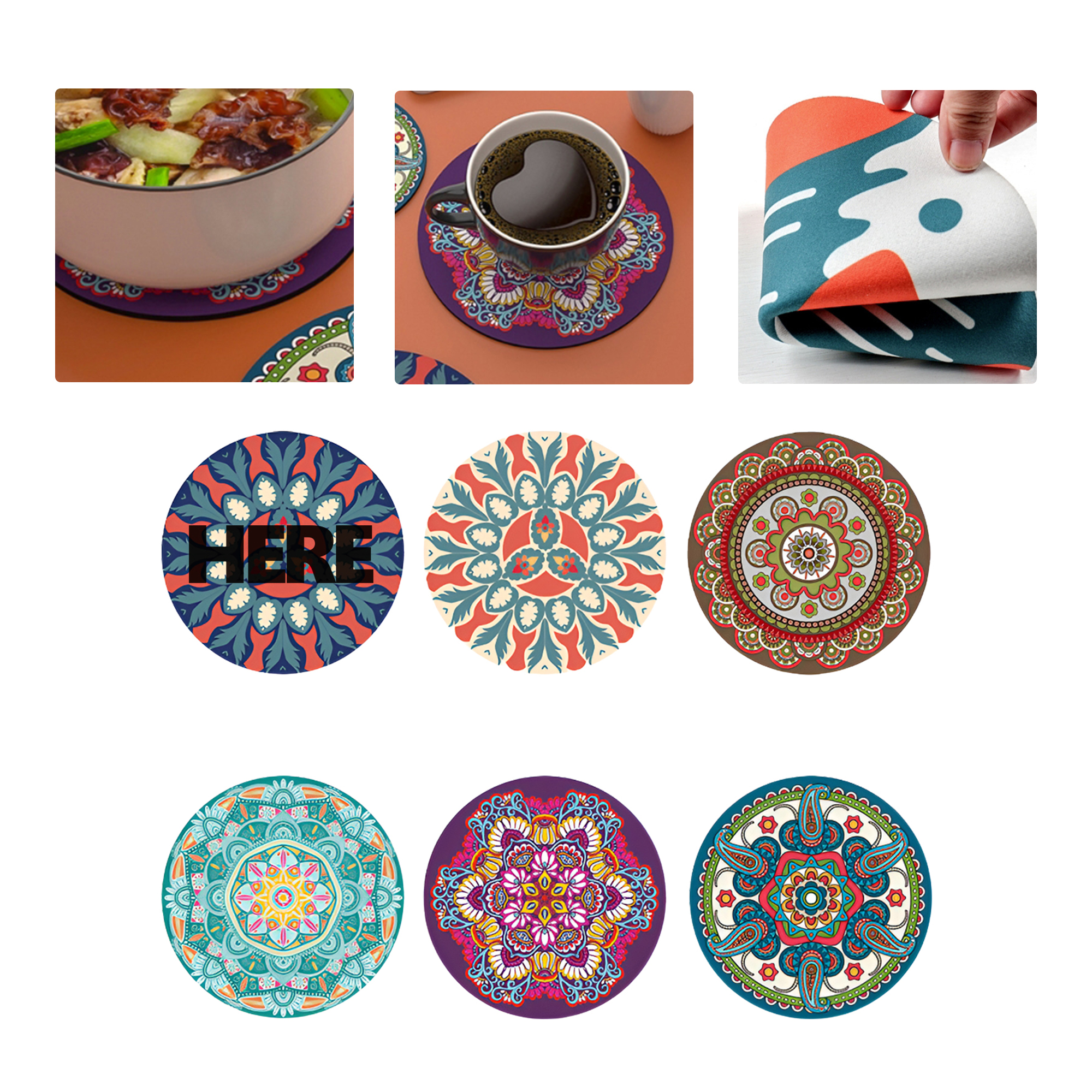 MOQ50 Custom Colorful Rubber Heat Resistant Coaster 2