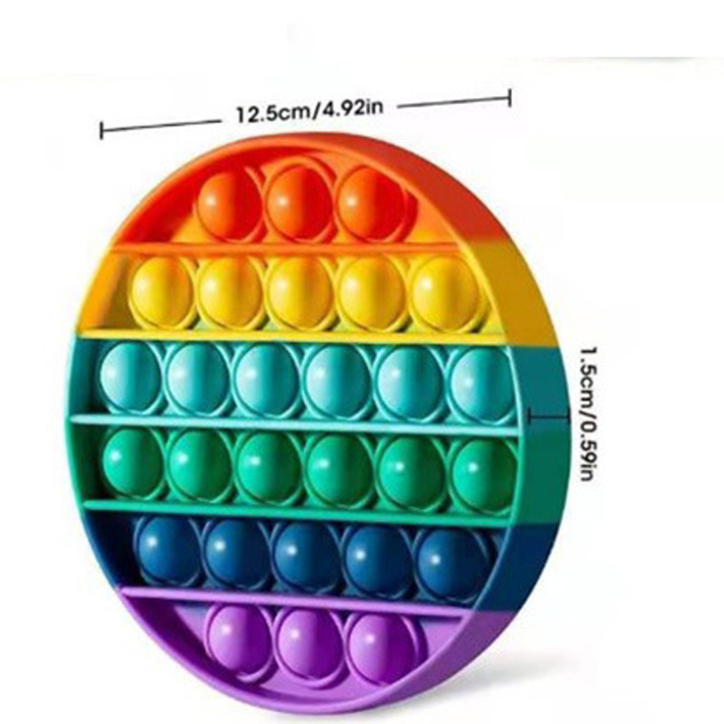 Rainbow Round Bubble Pop Fidget Sensory Stress Reliever Toy 5