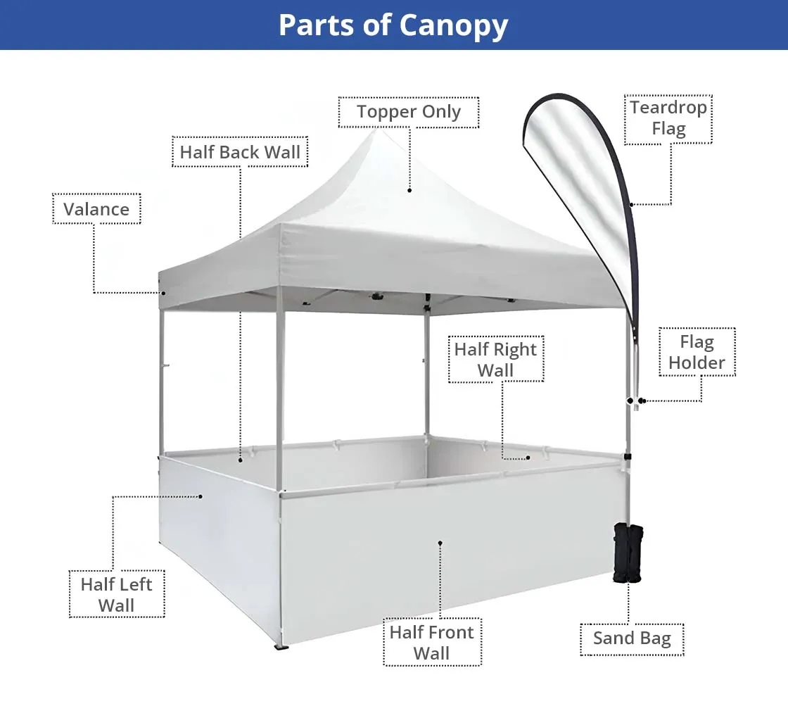 10 ft Aluminum Canopy Tent topper + hardware 9
