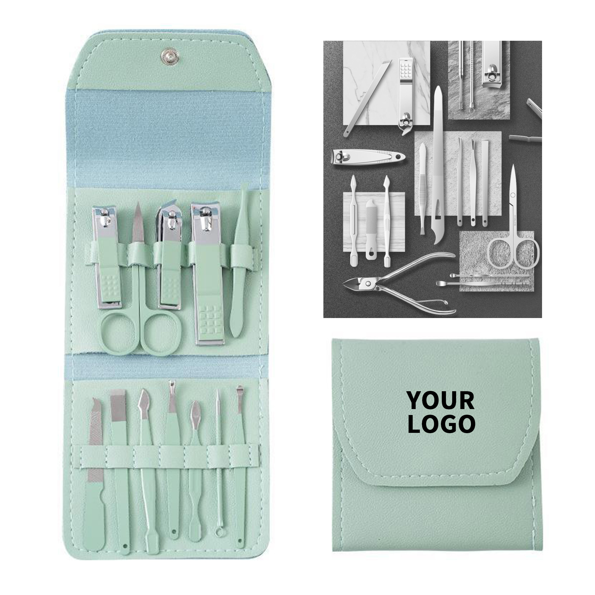 Stainless Steel Manicure Set 12 Piece Grooming Kit 2