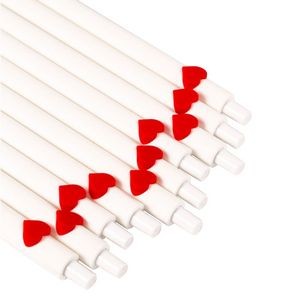 Elegant White Click Pen With Red Heart 1