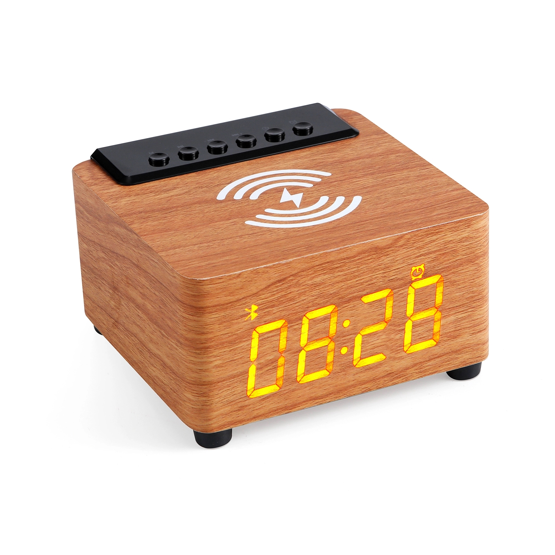 K2 Wooden 10 W Wireless Charger with Alarm Clock & Speaker 3