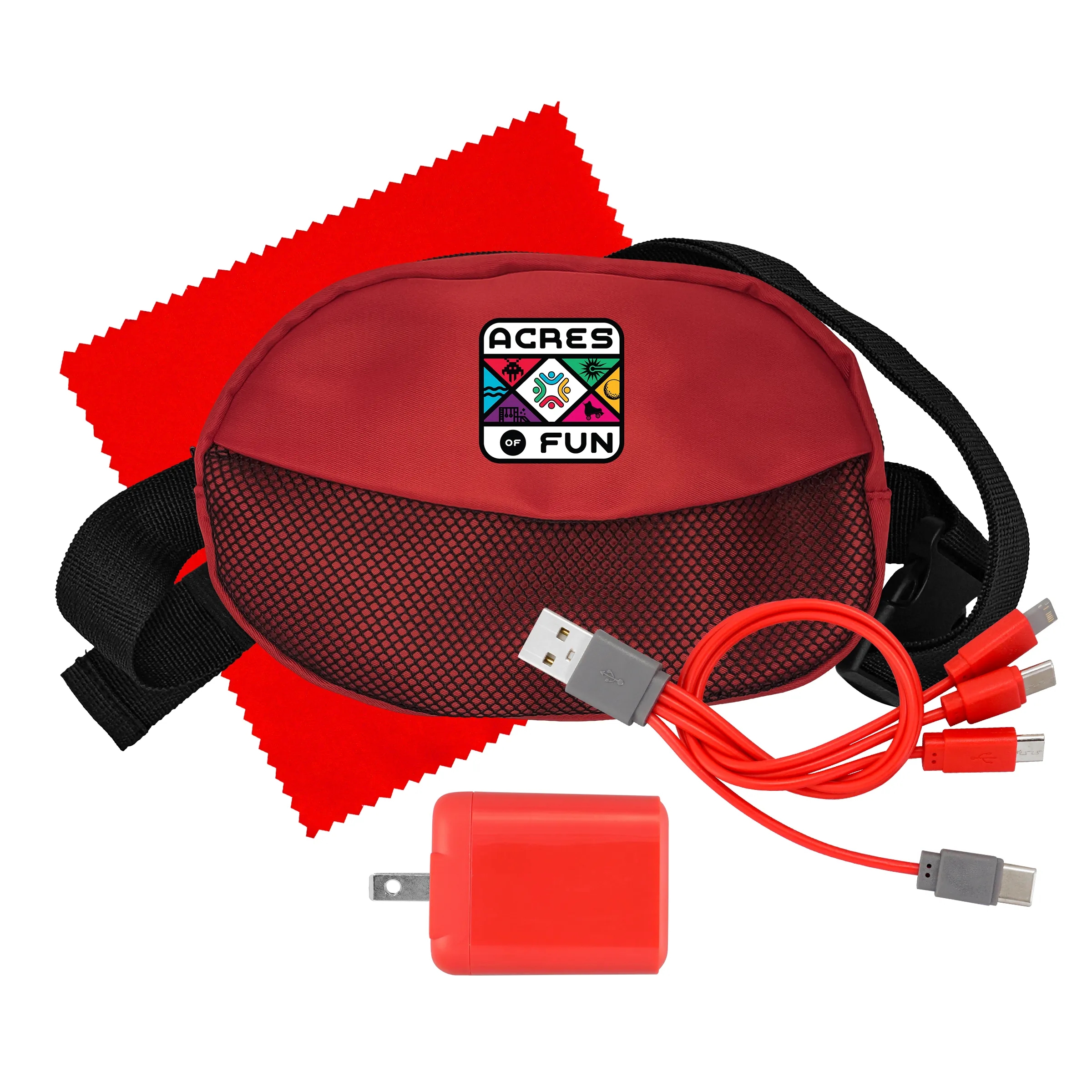 Sporty Fast Charger, Cable & Cloth Fanny Pack Set 5