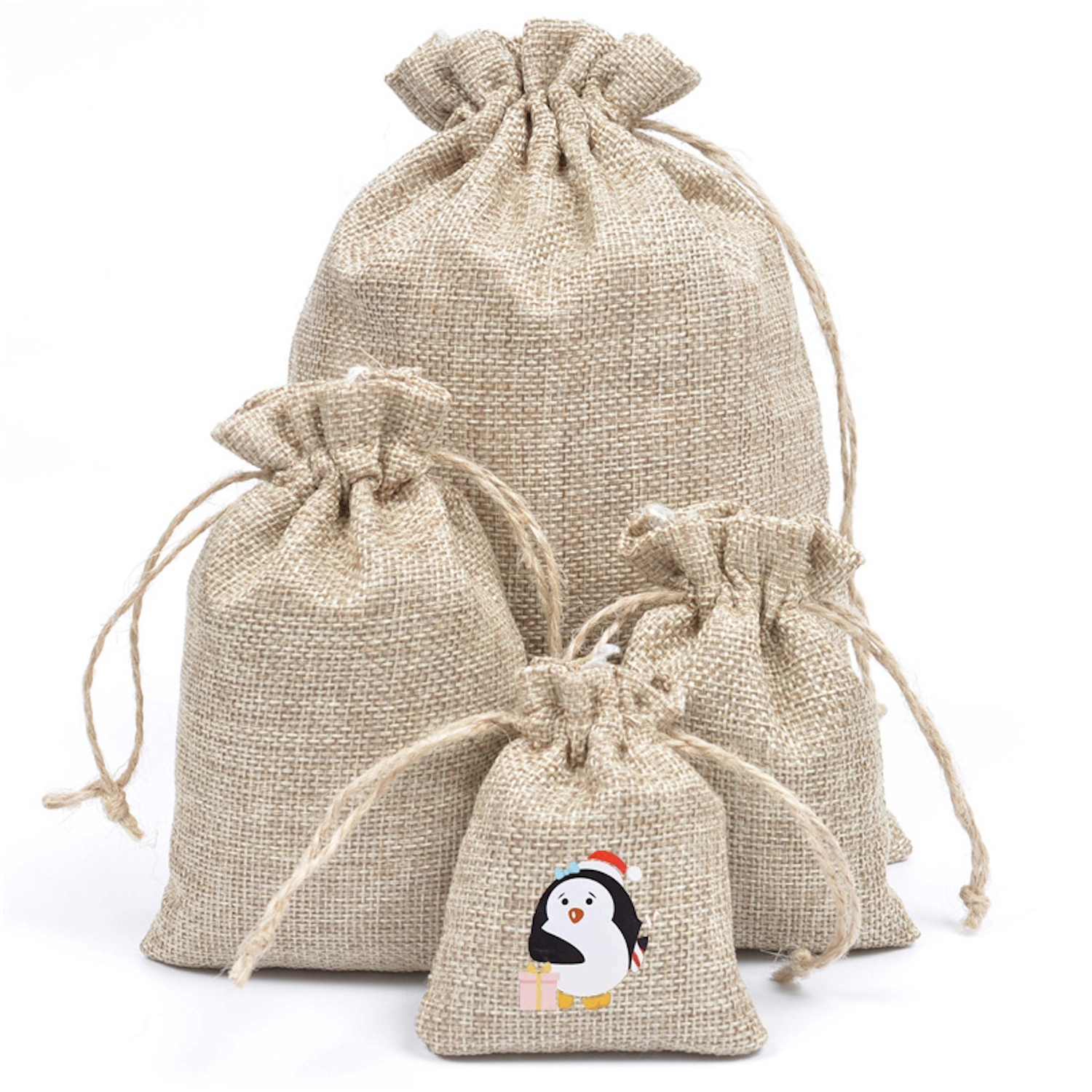 Medium Natural Burlap Pouches Jute Drawstring Bags 5" X 7" 1