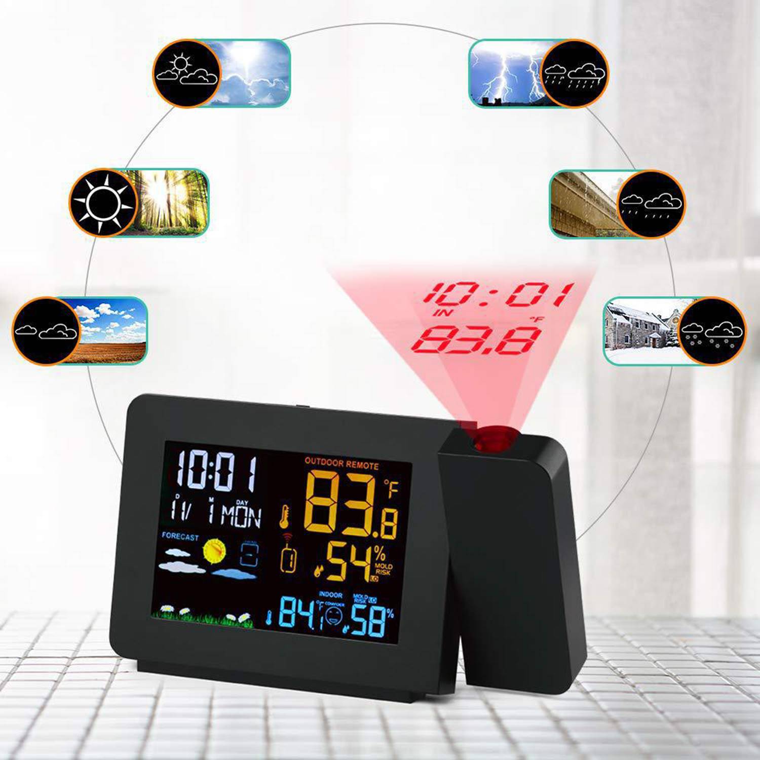 Projection Alarm Clock W/ Temperature Gauge 4