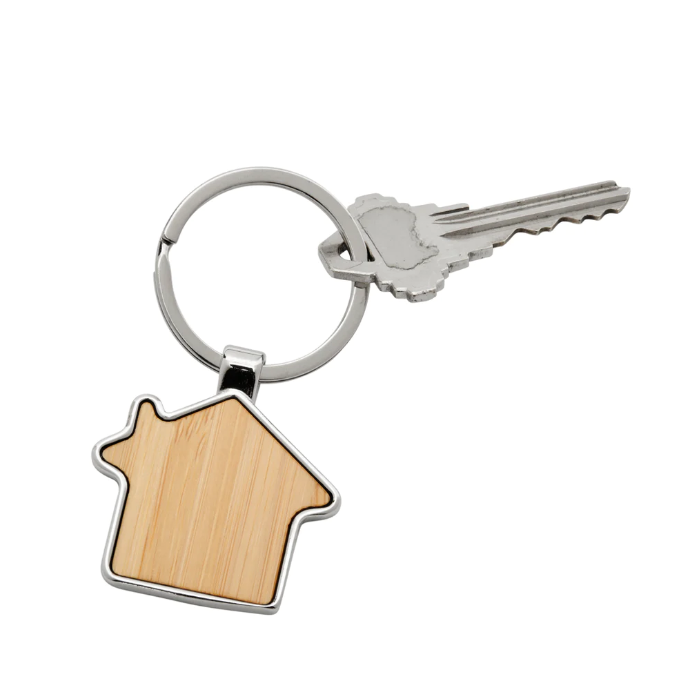 BAMBOO HOUSE KEY CHAIN WITH METAL TRIM 1
