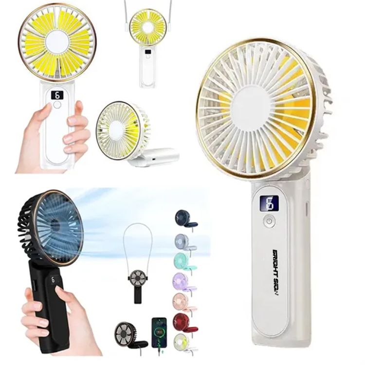 Foldable Handheld Fan with Lanyard and Display 2