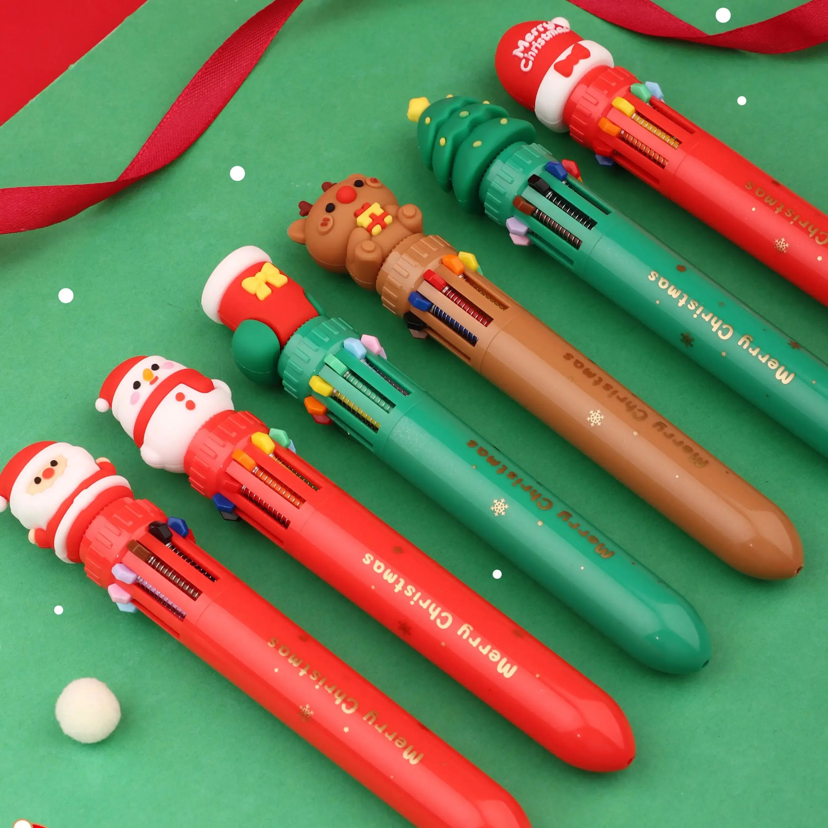 10 Colors Christmas Press Ballpoint Pen 9