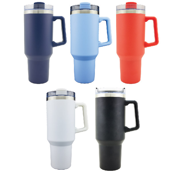 Oceanside 40oz Double Wall Stainless Steel Vacuum Insulated Tumbler with Handle and Straw 47