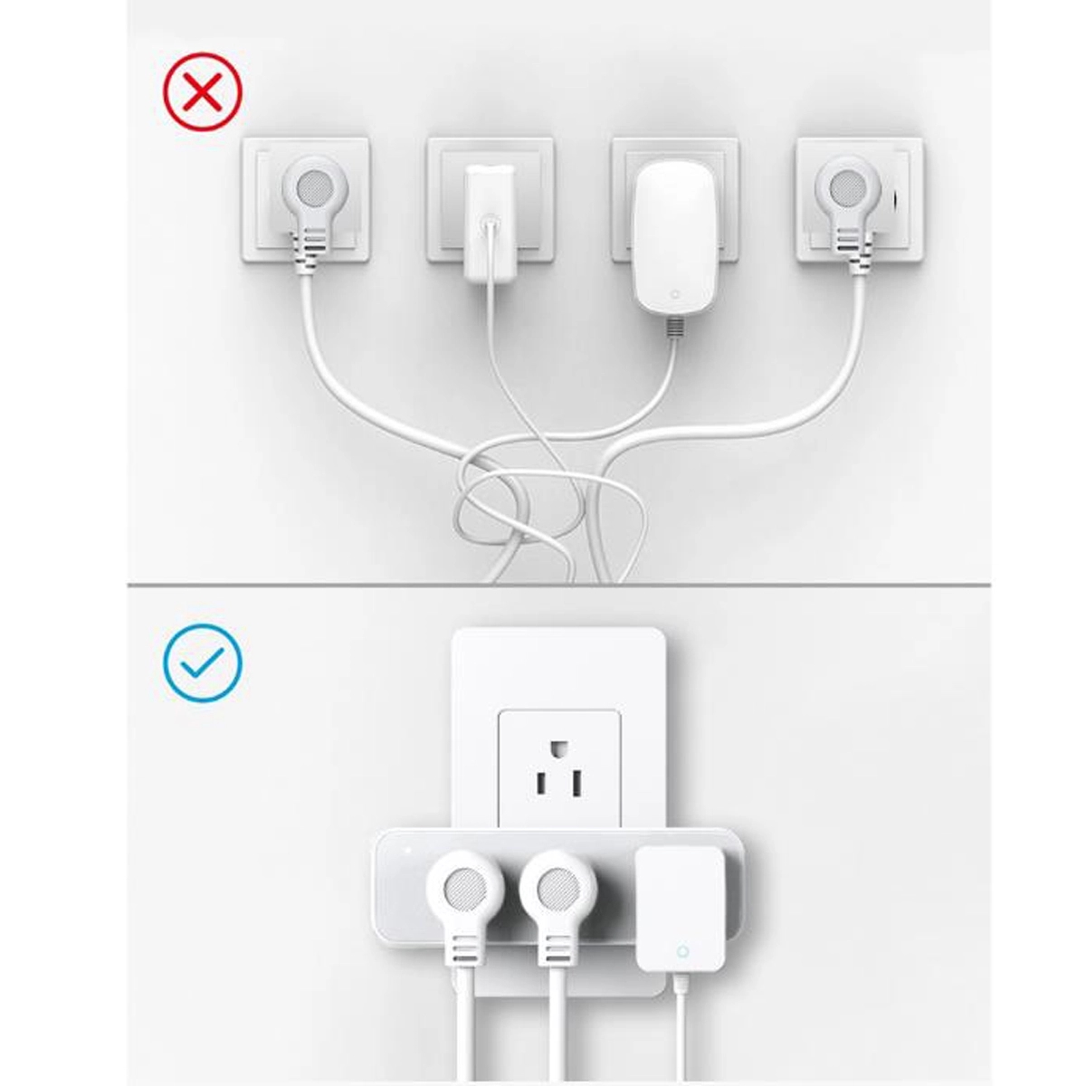 Travel Outlet Extender Wall Tap Grounded Adapter Plug 3
