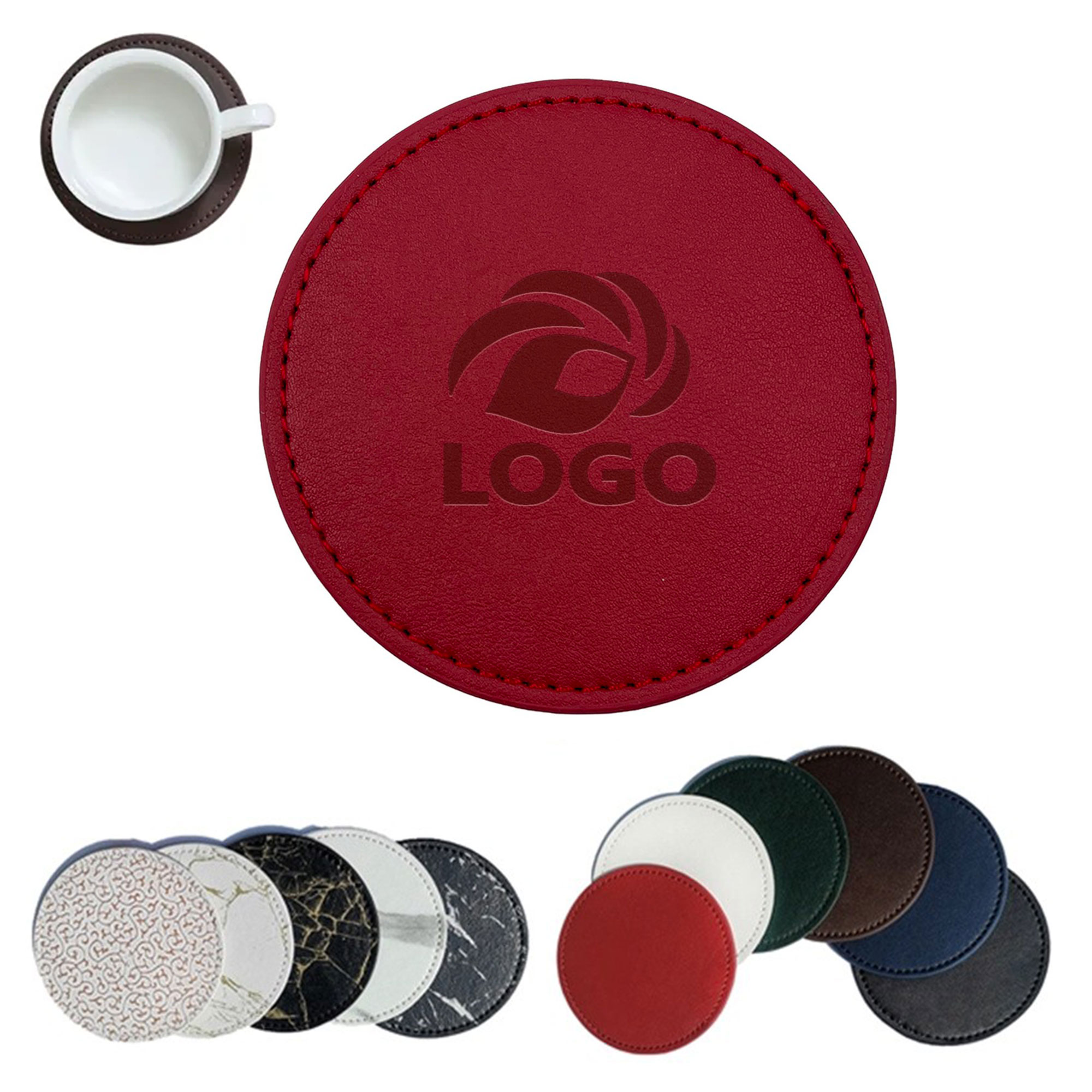 PU Leather Round Coasters Embossing 5