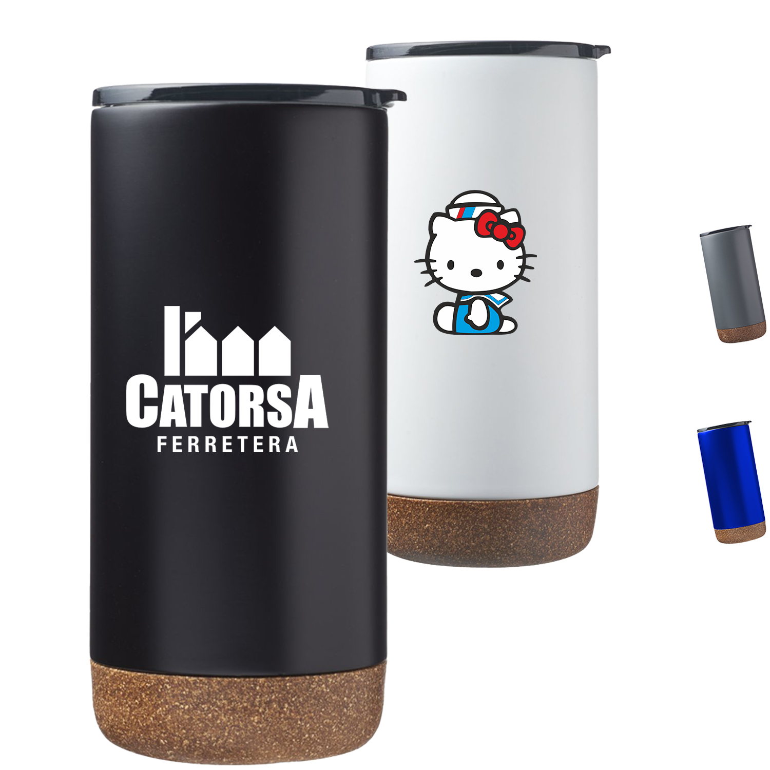 16 Oz. Stainless Steel Travel Mugs W/ Cork Bottom 2