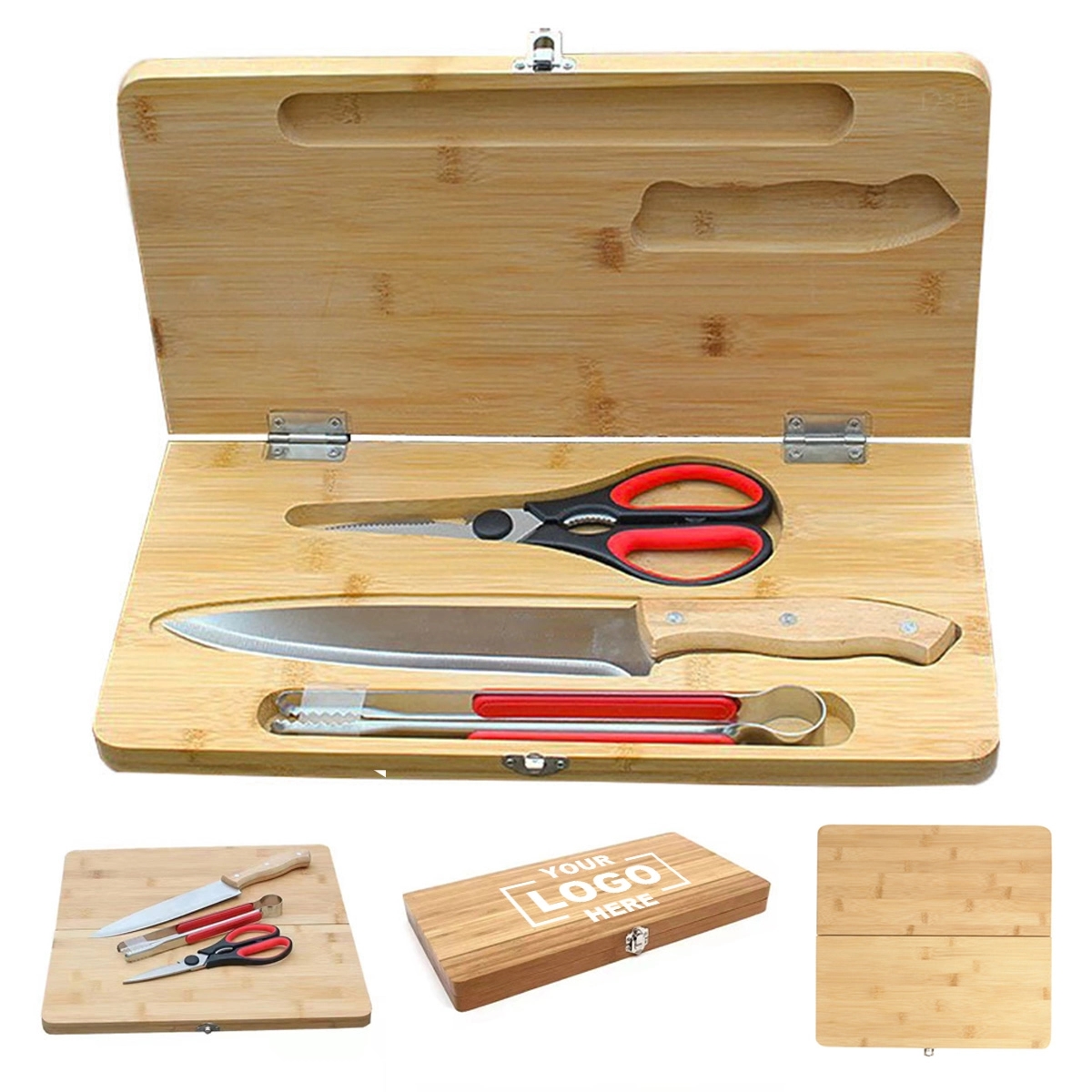 4 In 1 Potable Camping Wood Cutting Board Set 2