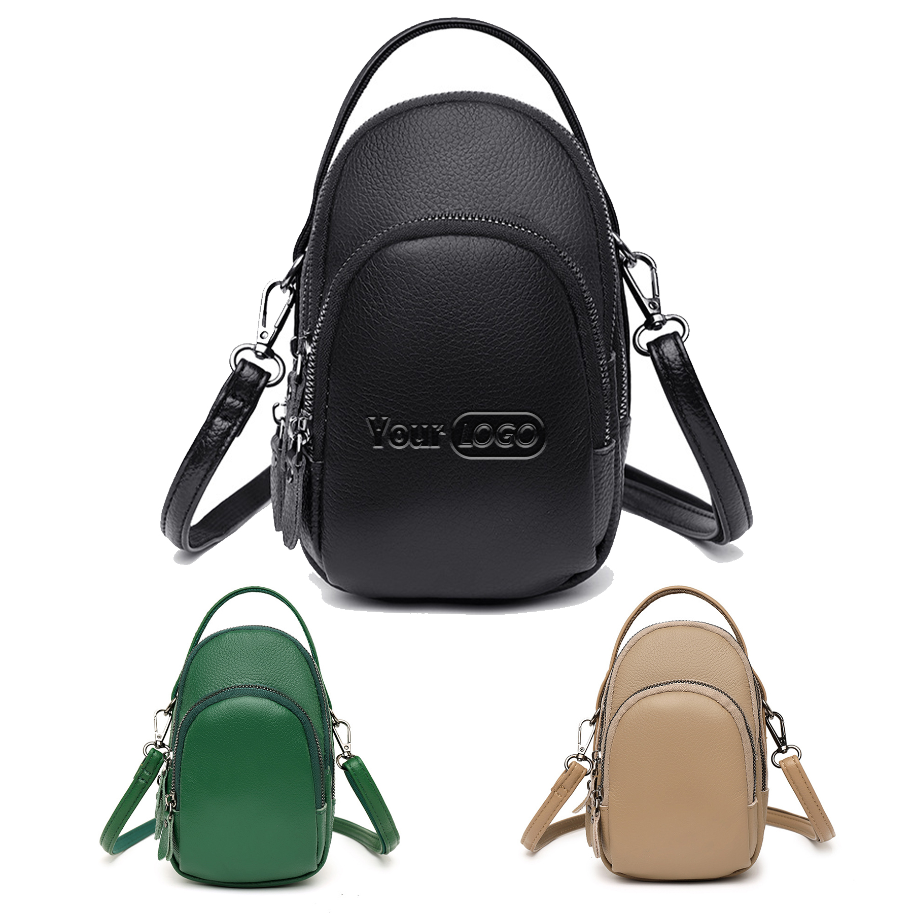 Leather Two Compartment Phone Crossbody Mini Bag 1