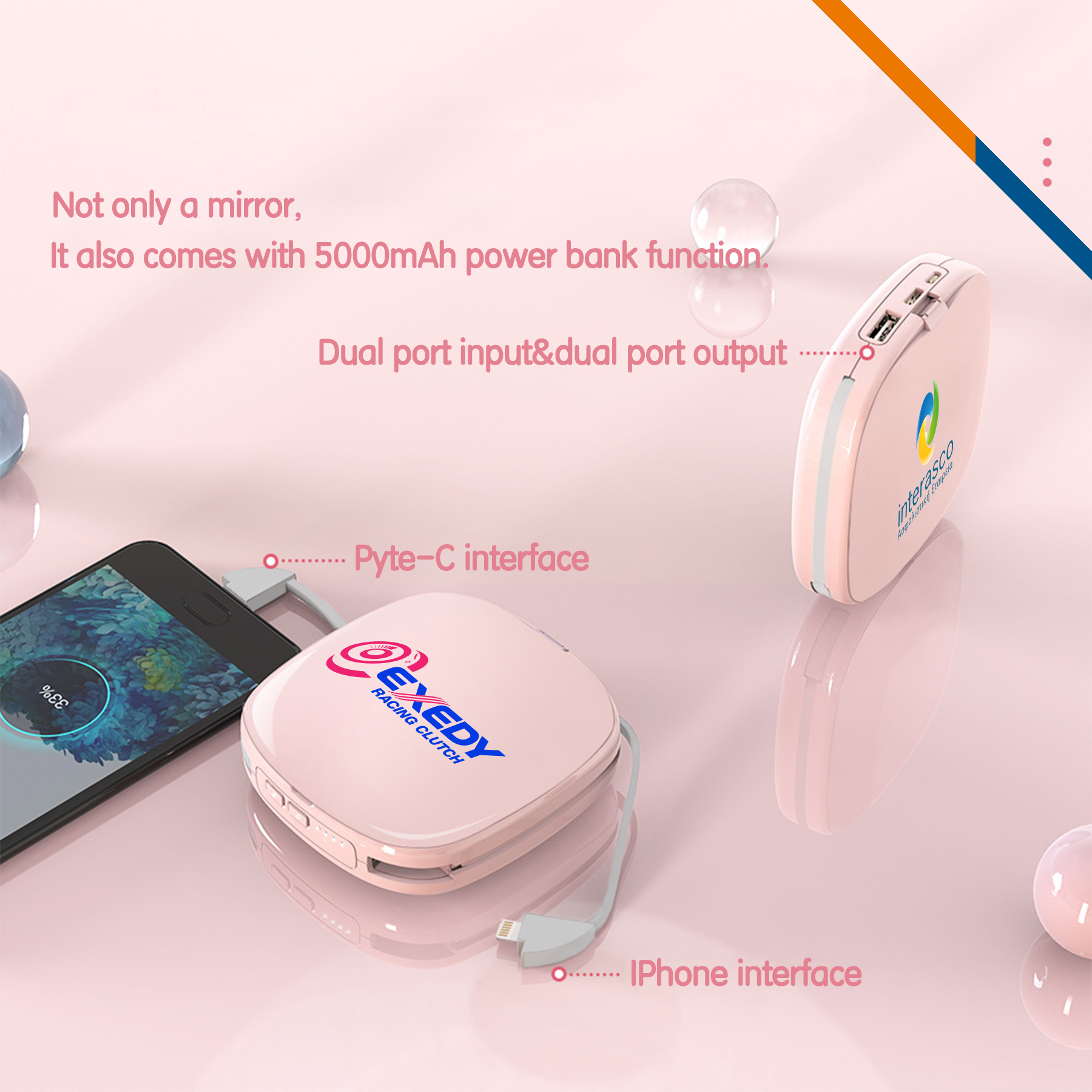 Mae Mirror Power Bank - 5000mAh 3
