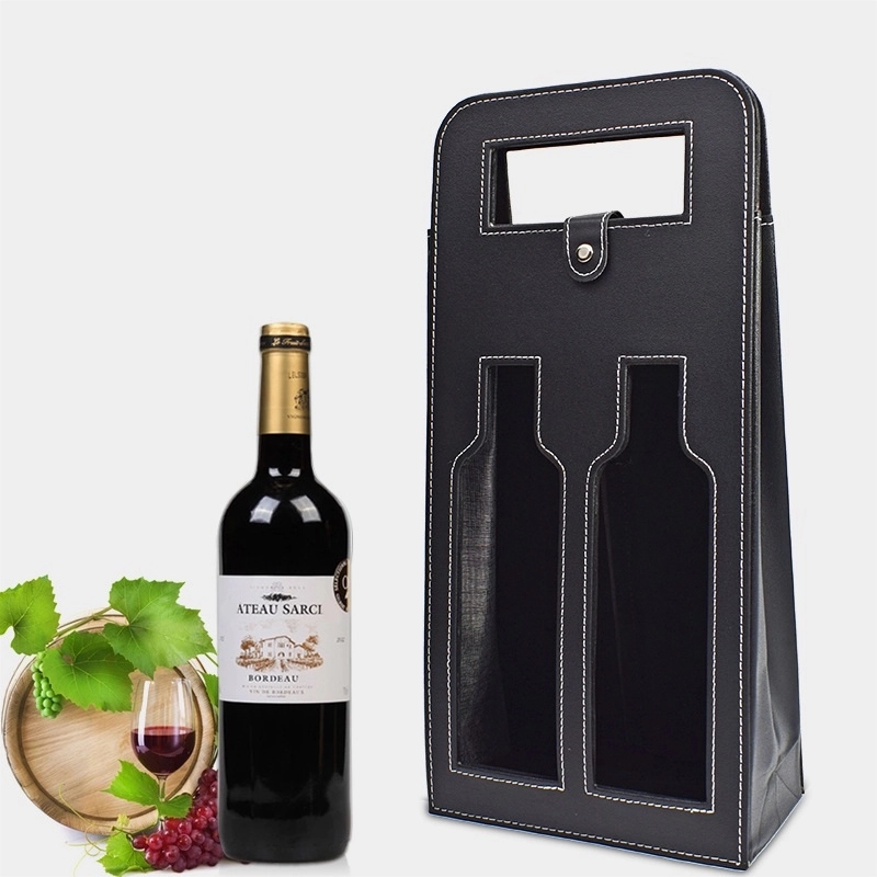 PU Leather Wine Bag, custom tote bag with logo imprint 3