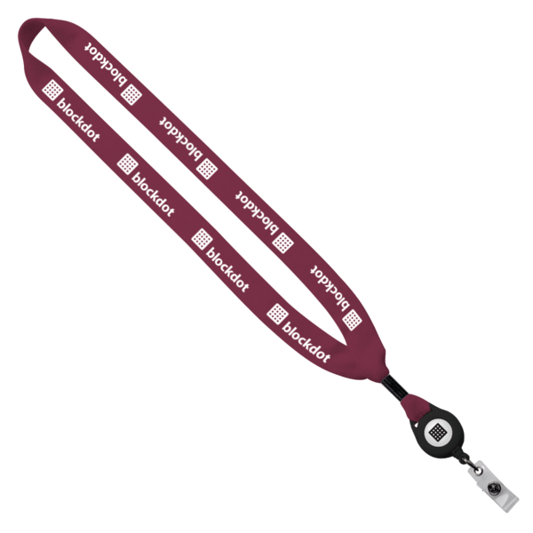 3/4" Cotton Lanyard with Metal Crimp & Retractable Badge Reel 15