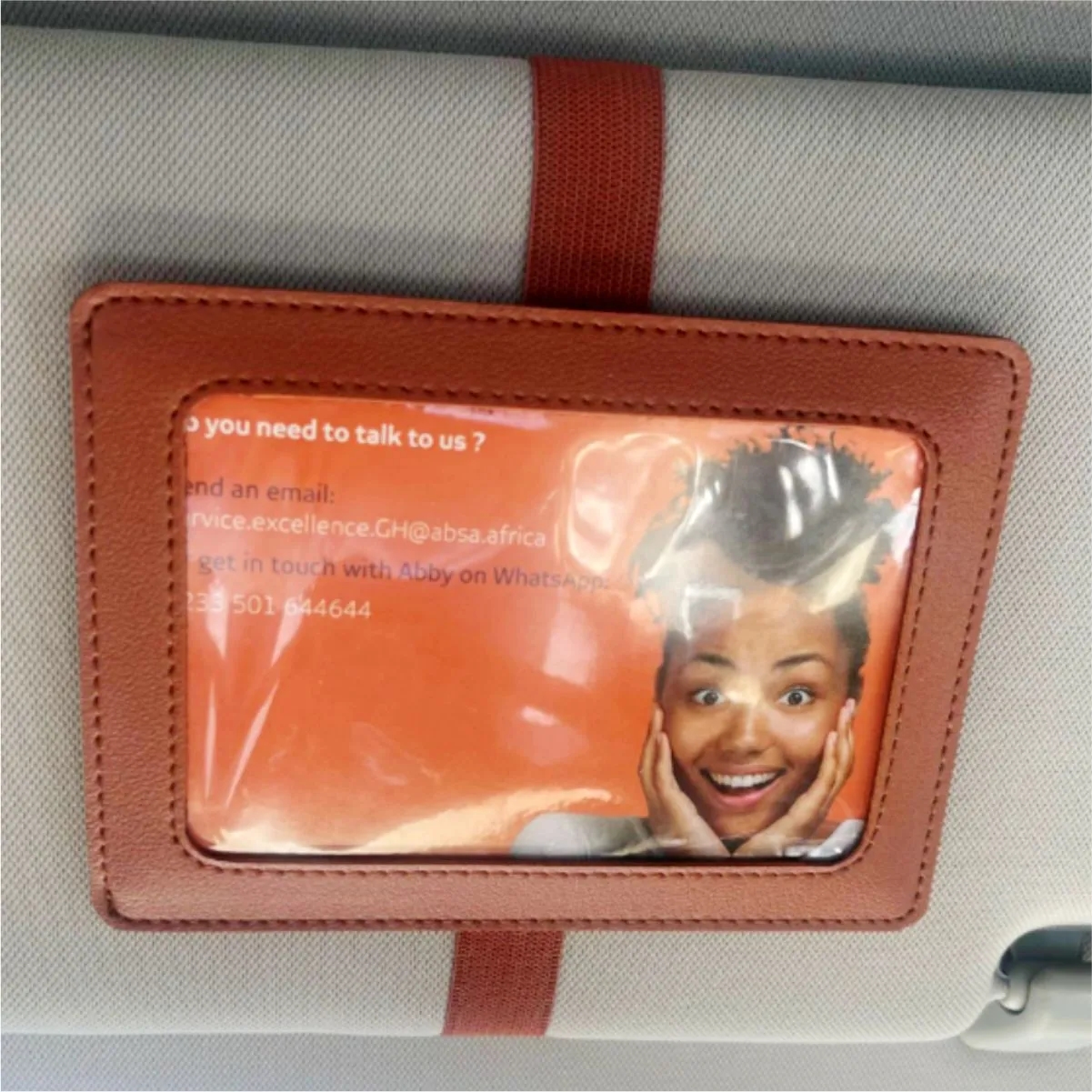 PU Sun Visor Photo Frame And Card Holder 5