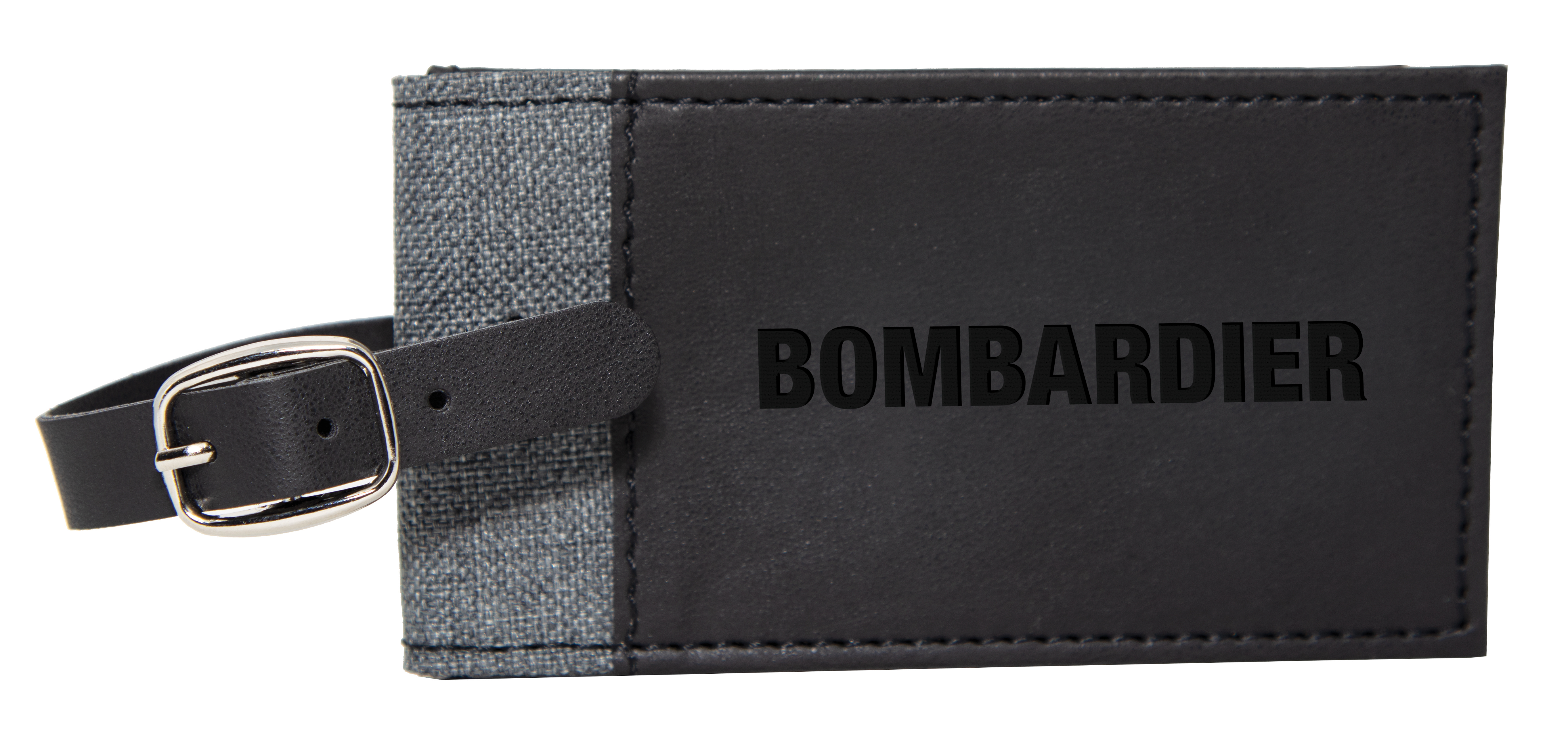 Gray and Black Leatherette Luggage Tag