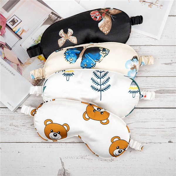 Patterned Imitation Silk Travel Sleep Eye Mask 3