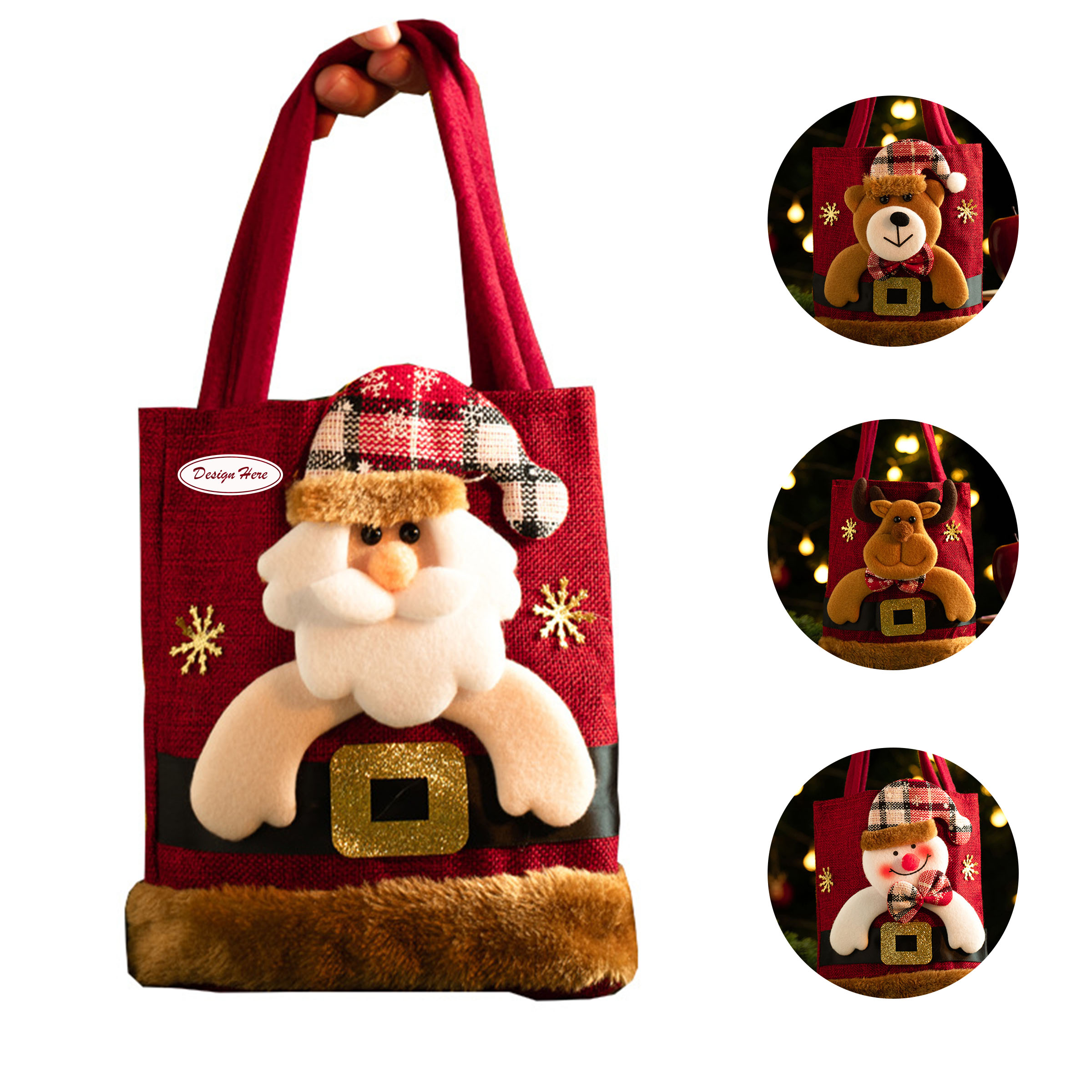 Rustic Santa-Themed Christmas Burlap Bag 2