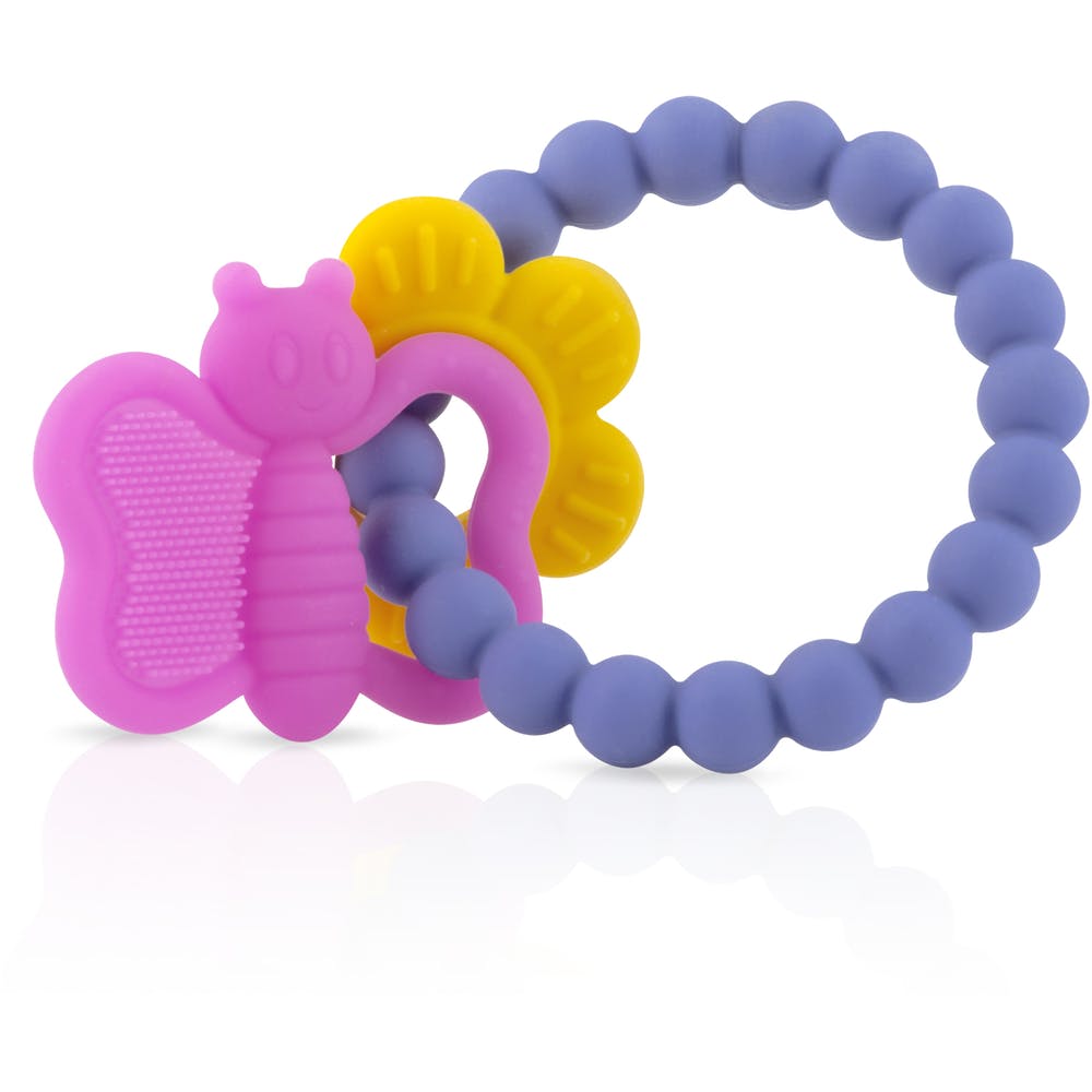Nuby Chewy Charms Silicone Teethers - 100% Silicone 3M+ 1
