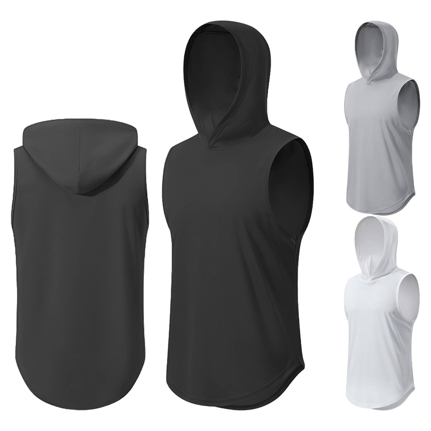 Quick Drying Loose Hooded Fitness Sport Vest 5