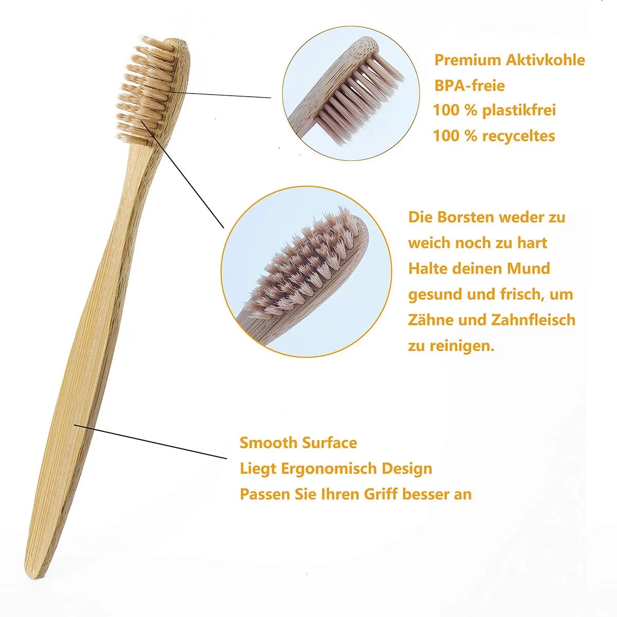 Natural Bamboo Toothbrushes(10pcs in a set) 4