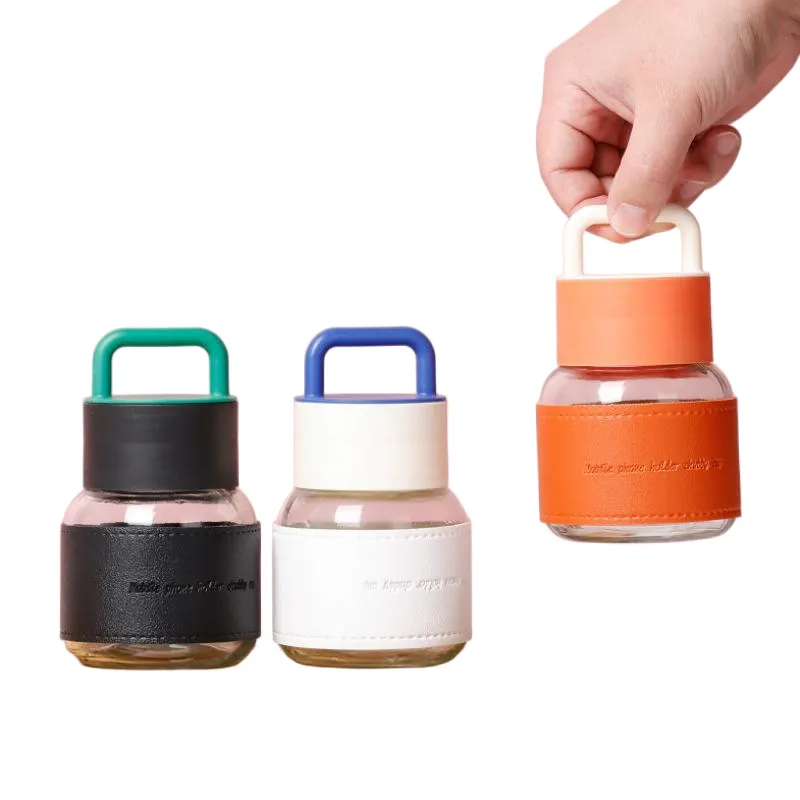 Mini Portable 300ml Glass Cup with Protective Sleeve – Travel-Friendly Reusable Bottle 4