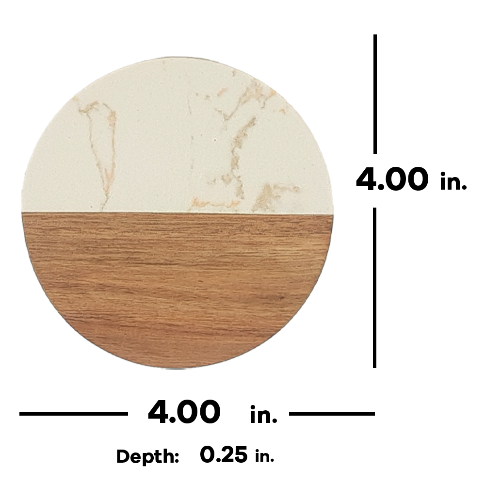 Marble and Wood Spliced Coaster Set