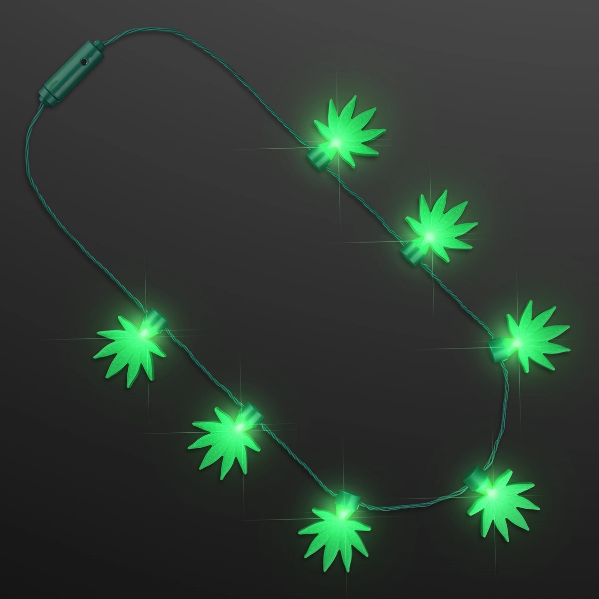 Light Up Cannabis Party Necklace, 7 Leaves 2