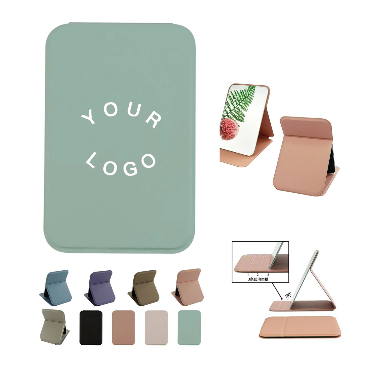 Pocket Makeup Mirror Stainless Steel with Leather Case 5
