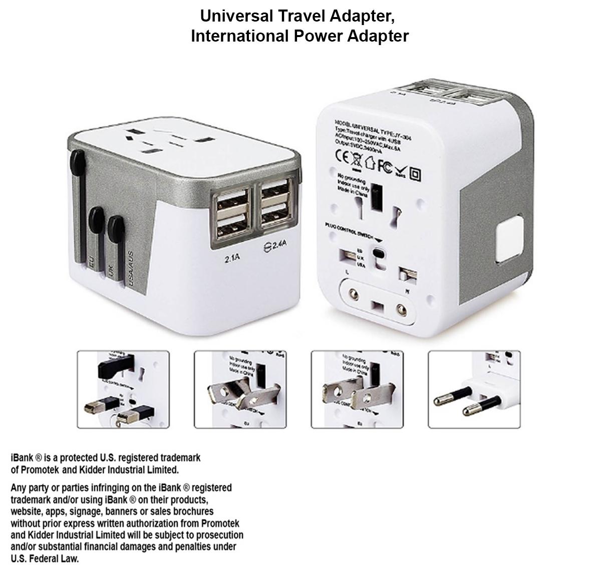 iBank ® Universal Travel Adapter, International Power Adapter 2