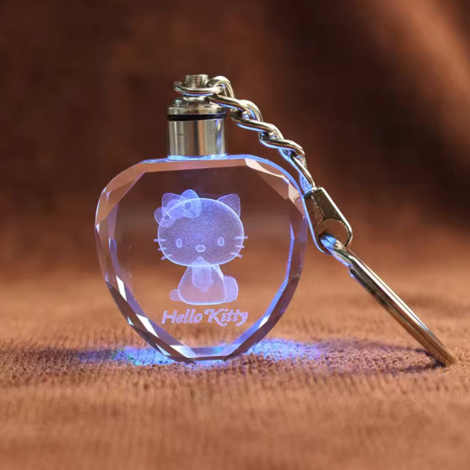Round Shaped LED Light Crystal Keychain 7