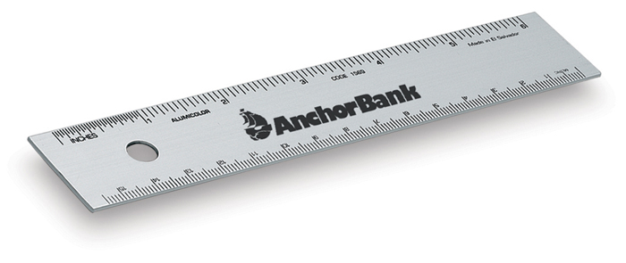 6" Straight Edge Aluminum Ruler with Center-Finding Back 2