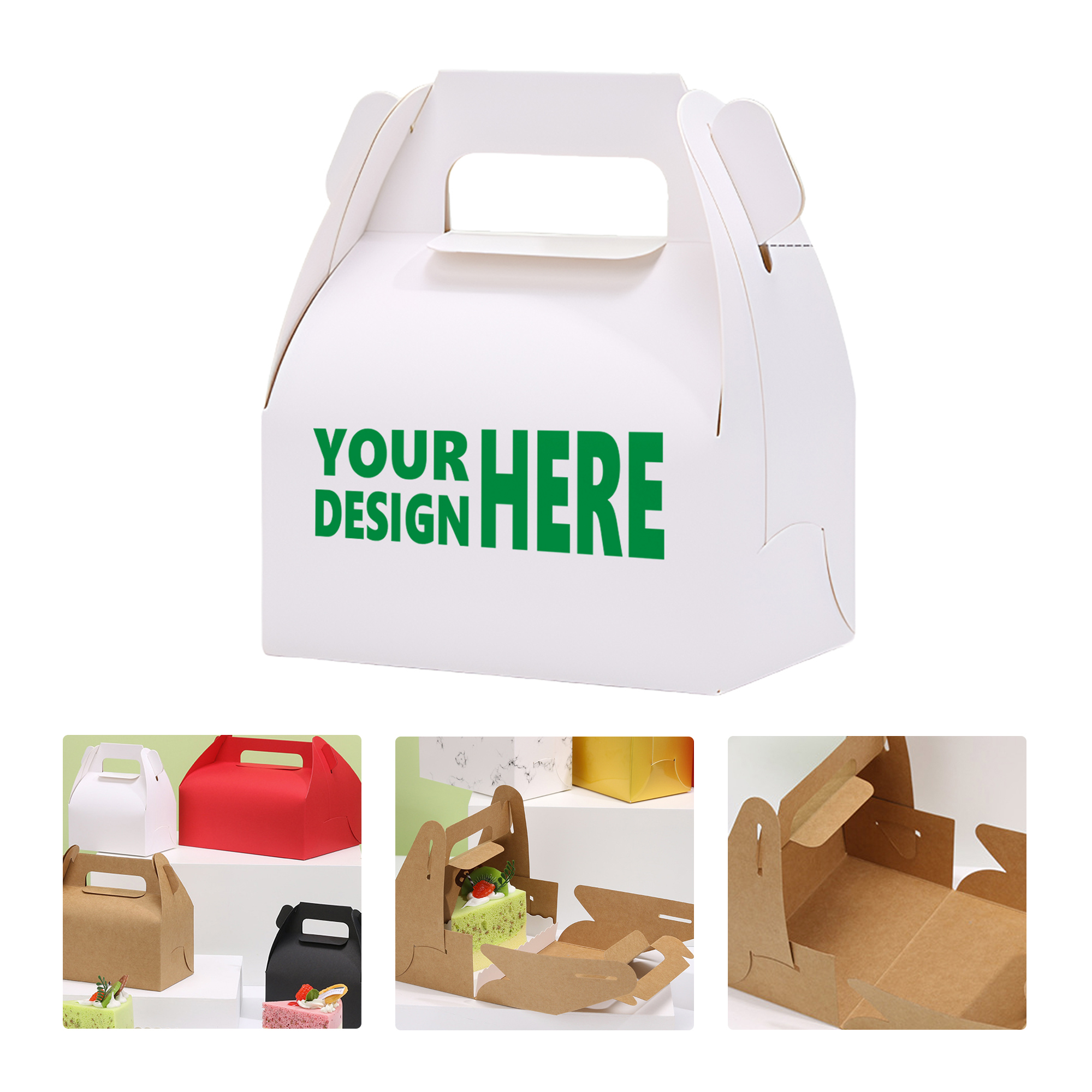 MOQ50 Portable Kraft Paper Bakery Boxes for Pastry and Sweets 2