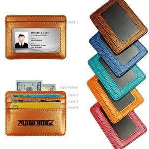 Elegant Portrait Dual Side PU Leather Card Holder With 2 Pockets 3