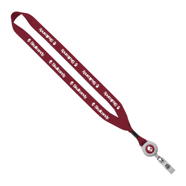 3/4" Polyester Lanyard with Metal Crimp & Retractable Badge Reel 292