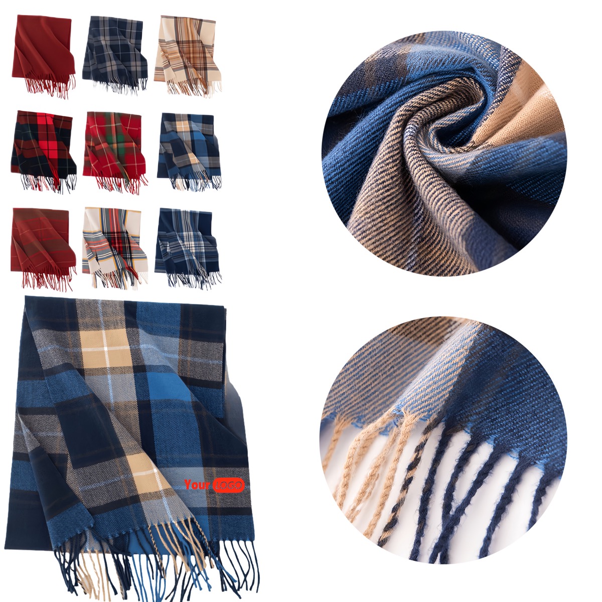 Polyester Cold-proof Warm Checkered Scarf 3