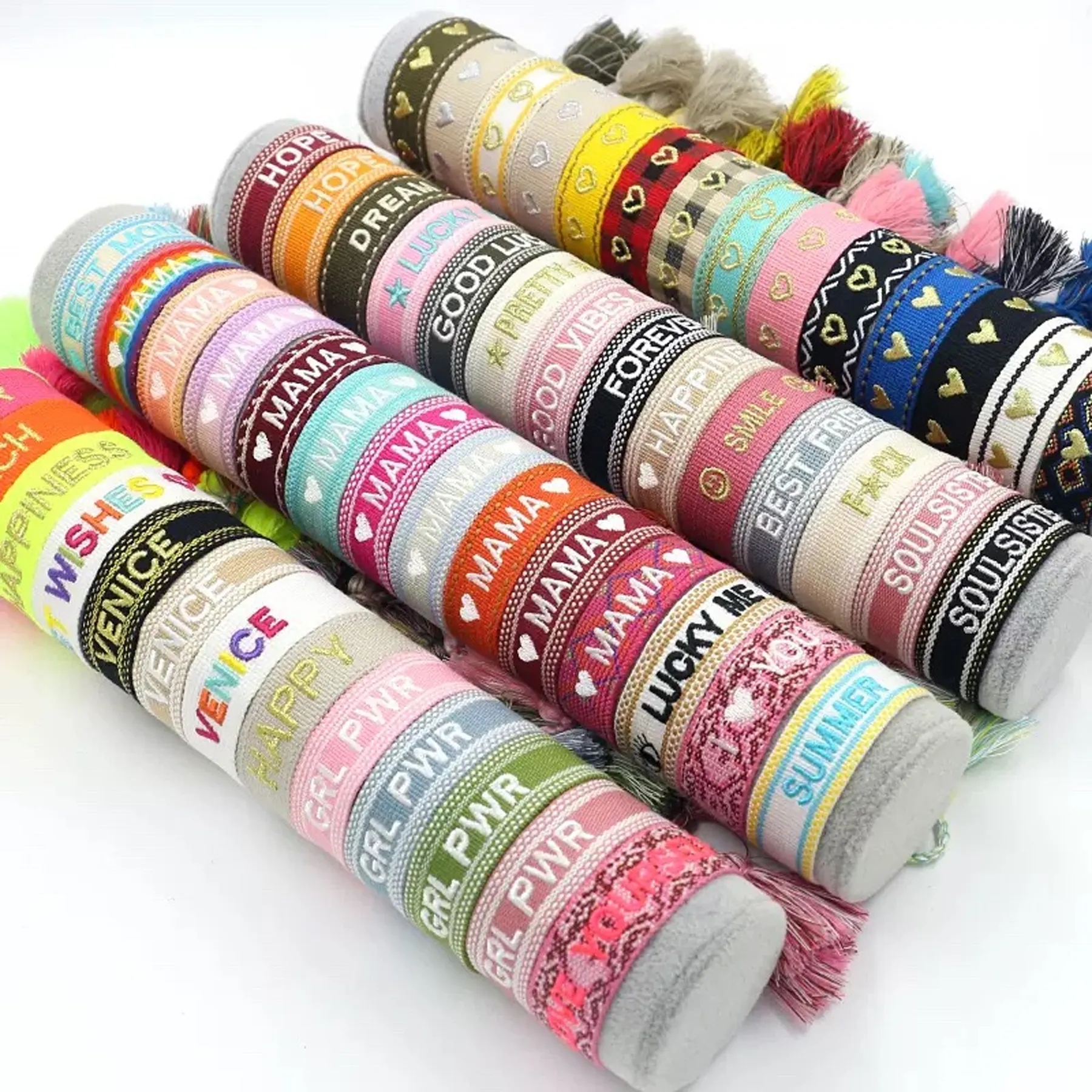 Hand Woven Embroidered Ribbon Bracelet 9