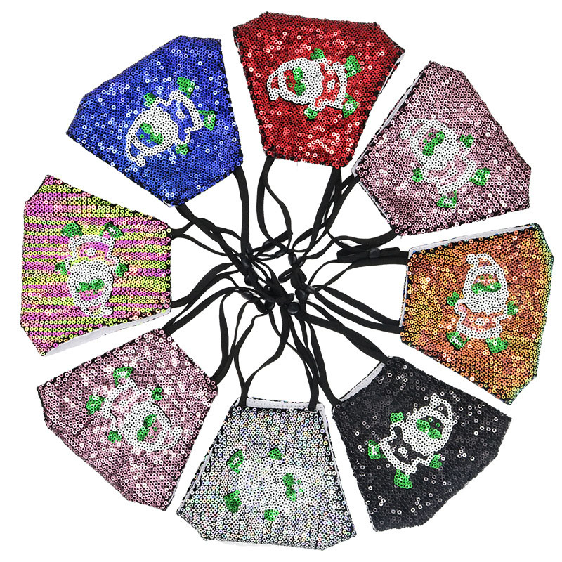 Christmas Design Bling Sequin Face Mask w/ Adjustable Ear Loop 2