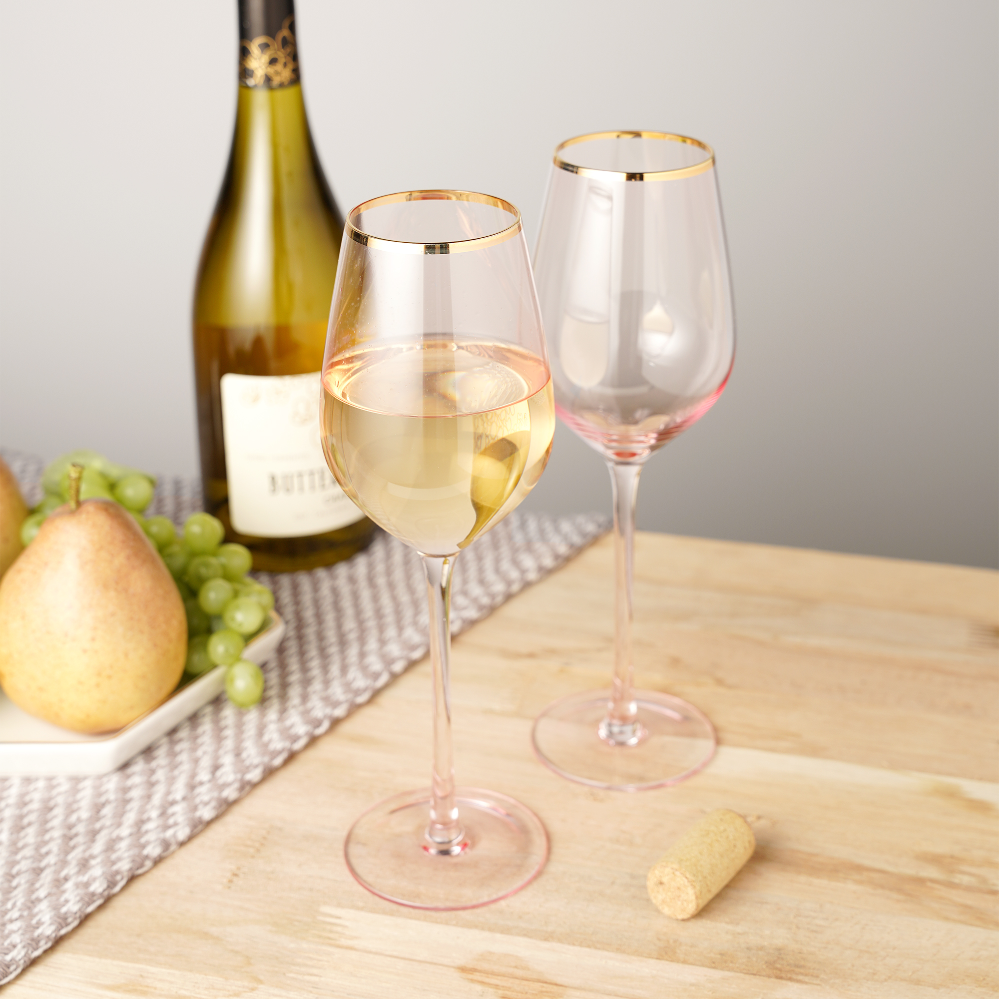 Twine Living® Rose Crystal White Wine Glass, set of 2 5