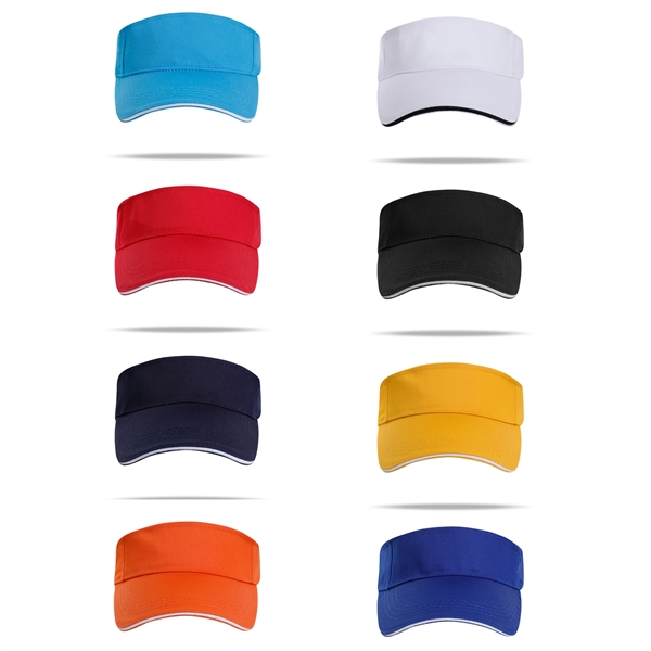 Stock Solid Color Poly Cotton Visor, Hook-And-Loop Fastener 17