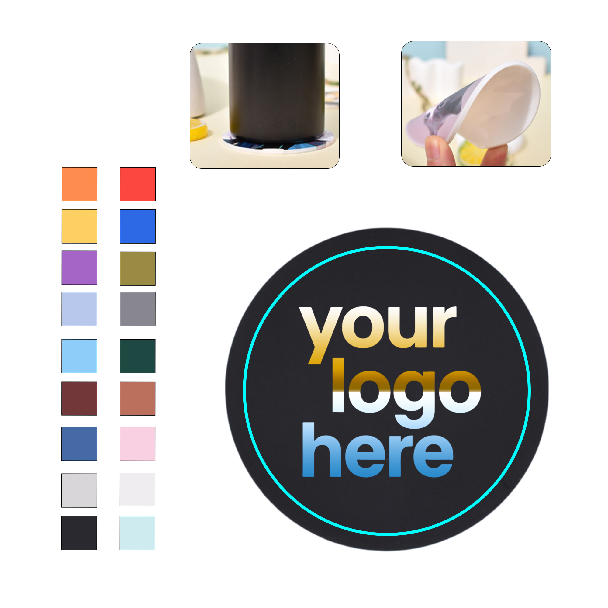 MOQ:20pcs Printed PVC Coaster Set 2