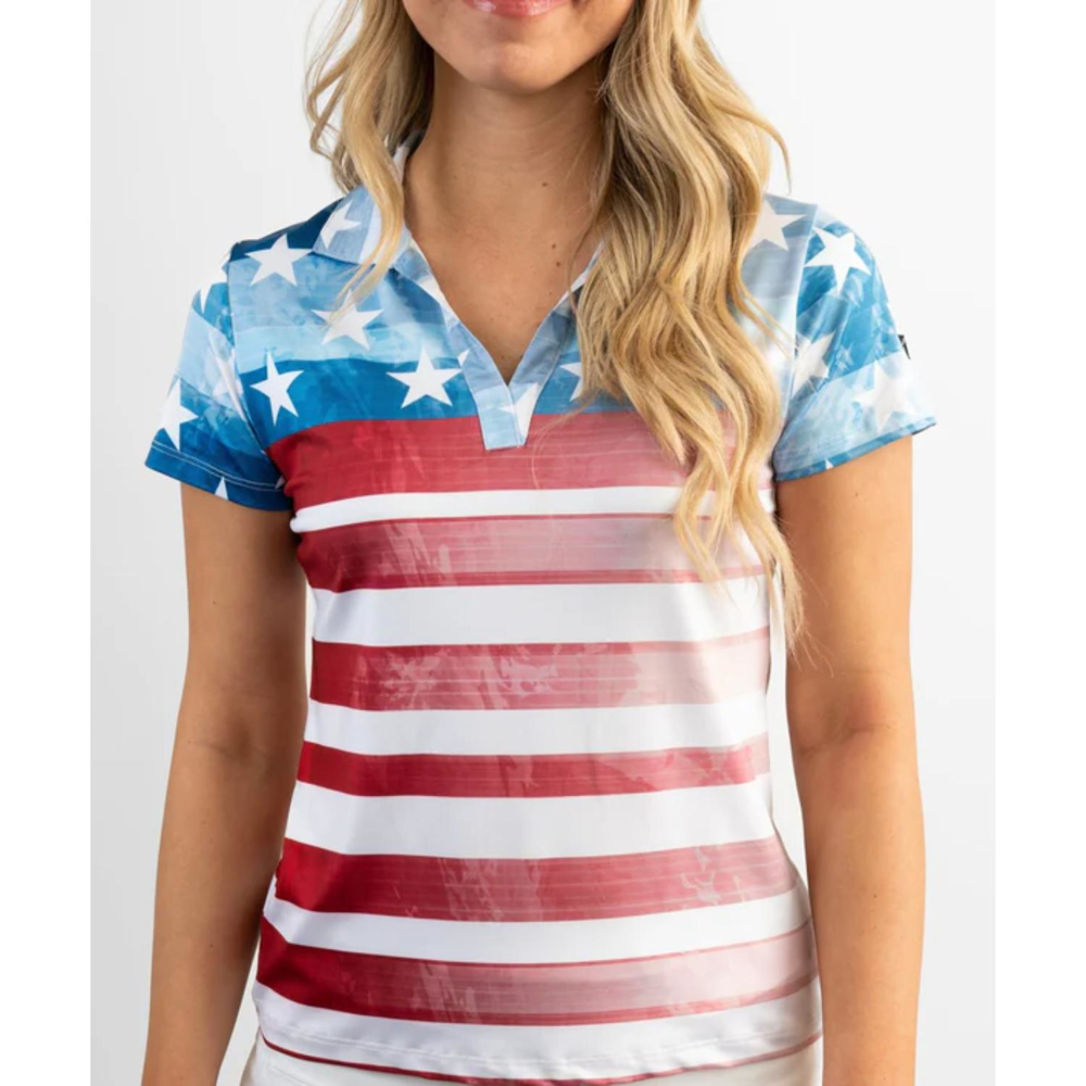 YATTA Golf® - Patriot women's Moisture Wicking non iron Golf Polo Shirt